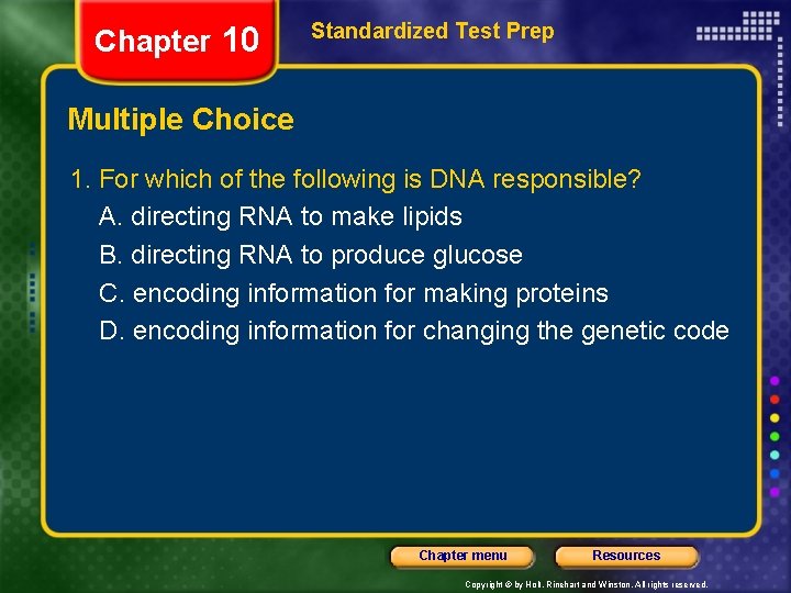 Chapter 10 Standardized Test Prep Multiple Choice 1. For which of the following is