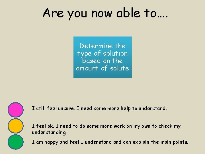 Are you now able to…. Determine the type of solution based on the amount