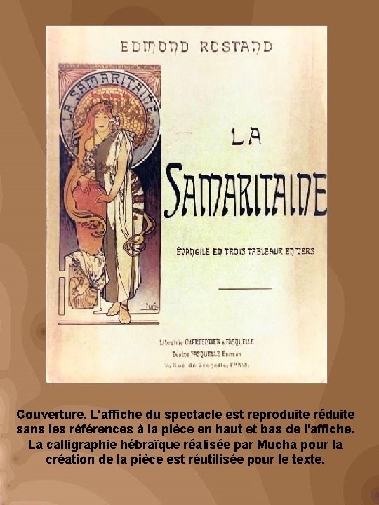 Couverture. L'affiche du spectacle est reproduite réduite sans les références à la pièce en