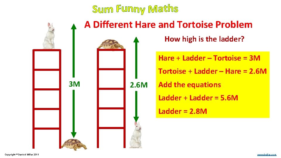 A Different Hare and Tortoise Problem How high is the ladder? Hare + Ladder