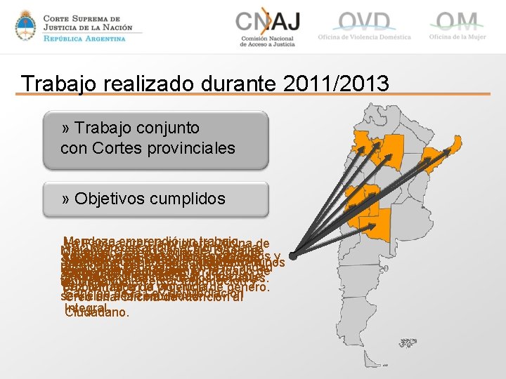 Trabajo realizado durante 2011/2013 » Trabajo conjunto con Cortes provinciales » Objetivos cumplidos Mendoza