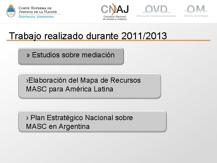 Trabajo realizado durante 2011/2013 » Estudios sobre mediación ›Elaboración del Mapa de Recursos MASC