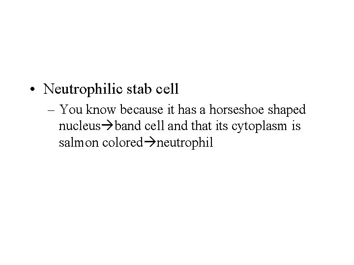  • Neutrophilic stab cell – You know because it has a horseshoe shaped