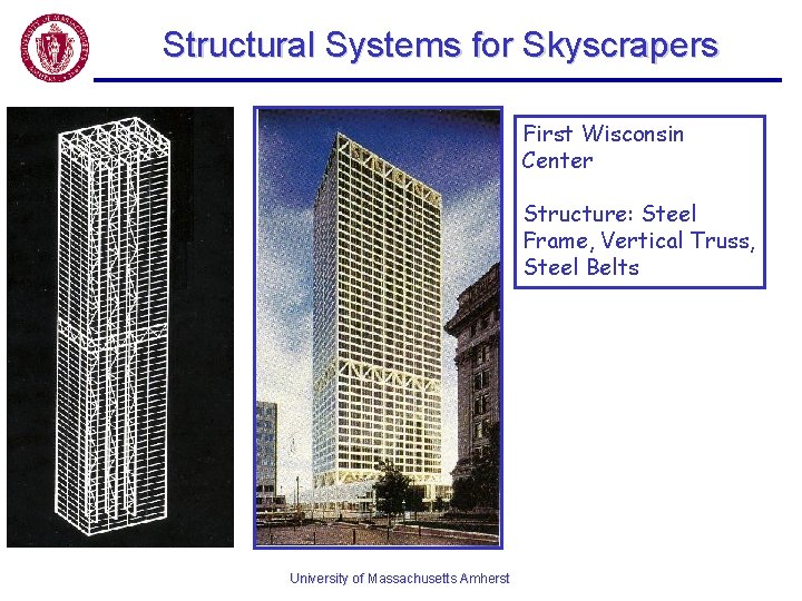Structural Systems for Skyscrapers First Wisconsin Center Structure: Steel Frame, Vertical Truss, Steel Belts