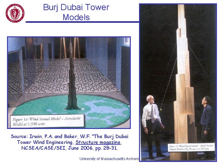 Burj Dubai Tower Models Source: Irwin, P. A. and Baker, W. F. “The Burj