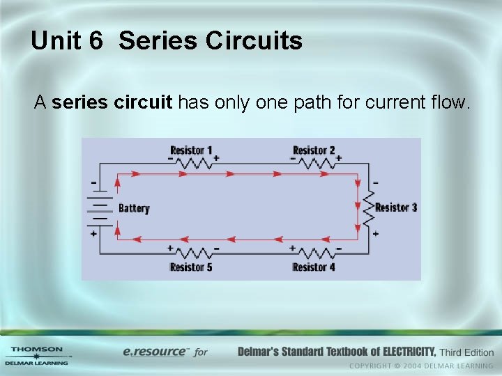 Unit 6 Series Circuits A series circuit has only one path for current flow.