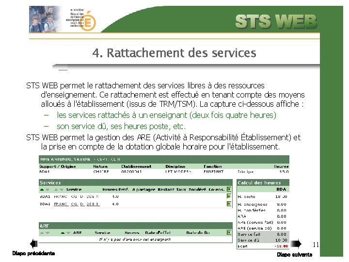 4. Rattachement des services STS WEB permet le rattachement des services libres à des