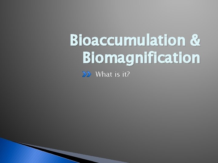 Bioaccumulation & Biomagnification What is it? 