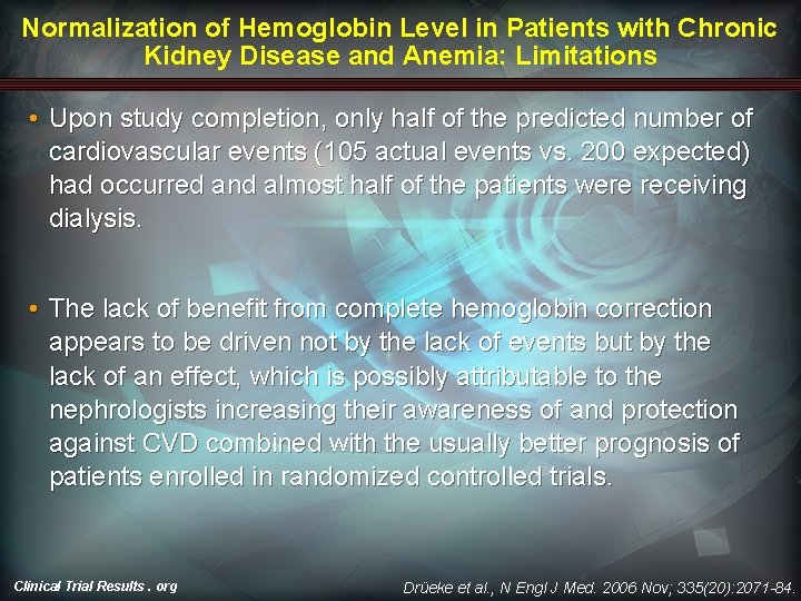 Normalization of Hemoglobin Level in Patients with Chronic Kidney Disease and Anemia: Limitations •