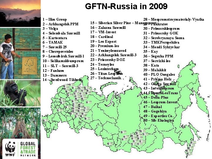 GFTN-Russia in 2009 1 – Ilim Group 2 – Arkhangelsk PPM 3 – Volga