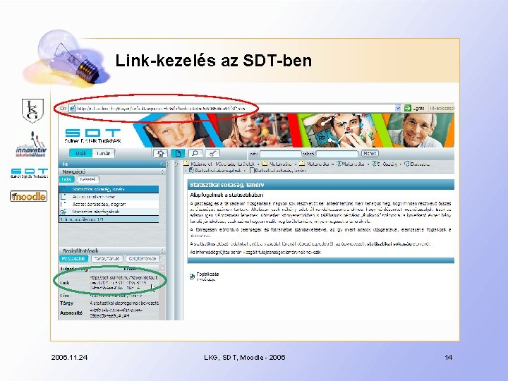 Link-kezelés az SDT-ben 2006. 11. 24 LKG, SDT, Moodle - 2006 14 