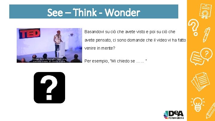 See – Think - Wonder Basandovi su ciò che avete visto e poi su