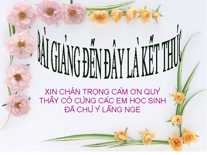 Kết thúc bài giảng XIN CH N TRO NG CA M ƠN QUY TH