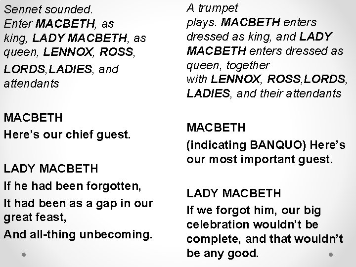 Sennet sounded. Enter MACBETH, as king, LADY MACBETH, as queen, LENNOX, ROSS, LORDS, LADIES,