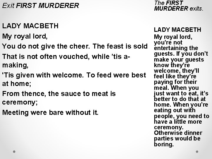 Exit FIRST MURDERER LADY MACBETH My royal lord, You do not give the cheer.