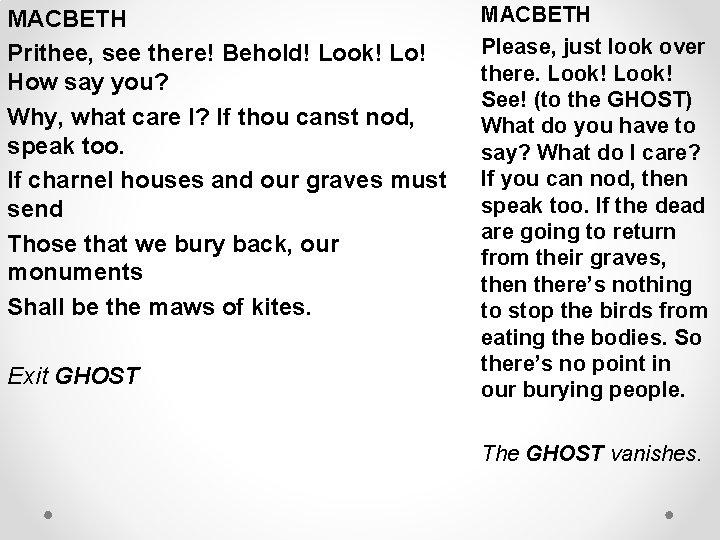 MACBETH Prithee, see there! Behold! Look! Lo! How say you? Why, what care I?