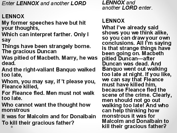 Enter LENNOX and another LORD LENNOX My former speeches have but hit your thoughts,
