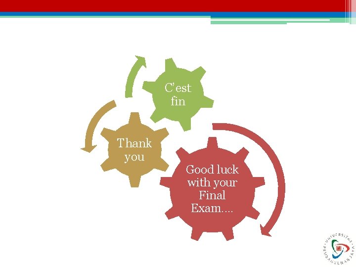 C’est fin Thank you Good luck with your Final Exam. . 