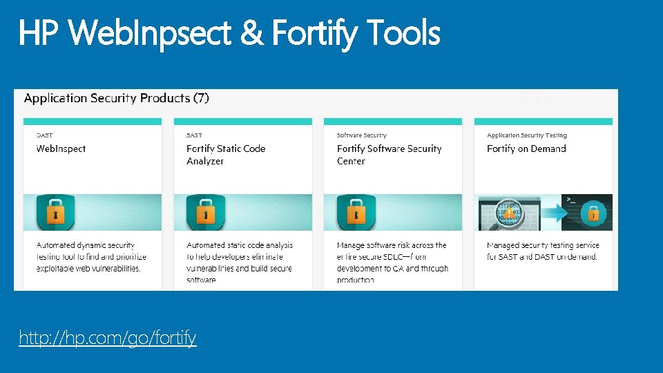 HP Web. Inpsect & Fortify Tools http: //hp. com/go/fortify 