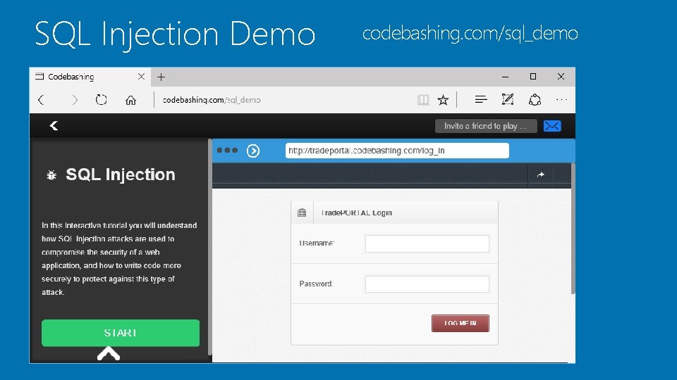 SQL Injection Demo codebashing. com/sql_demo 