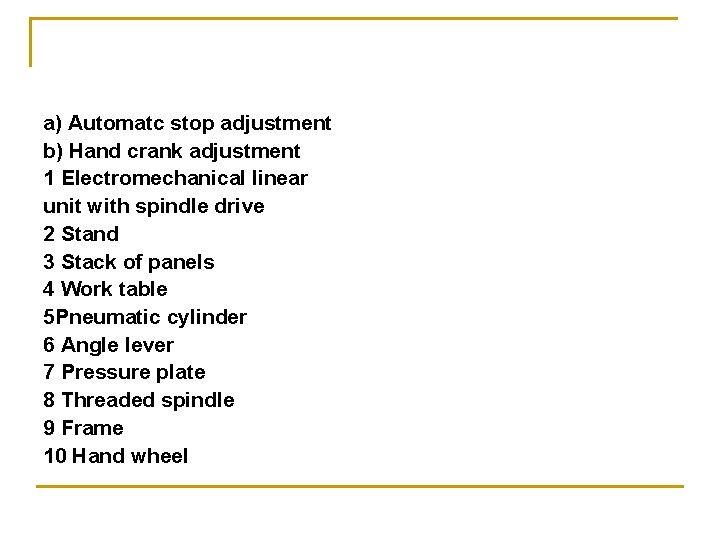 a) Automatc stop adjustment b) Hand crank adjustment 1 Electromechanical linear unit with spindle