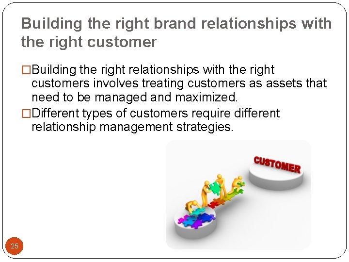 Building the right brand relationships with the right customer �Building the right relationships with