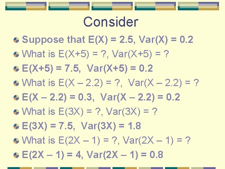 Random Variables Probability Continued Chapter 7 Part 2
