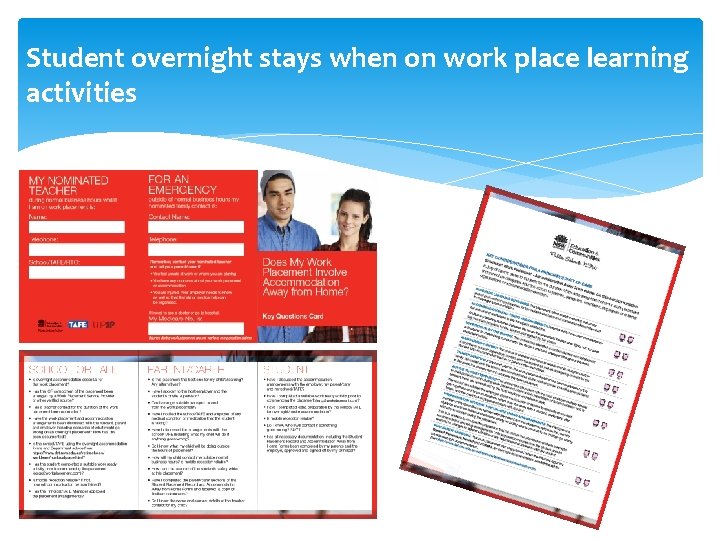 Student overnight stays when on work place learning activities 