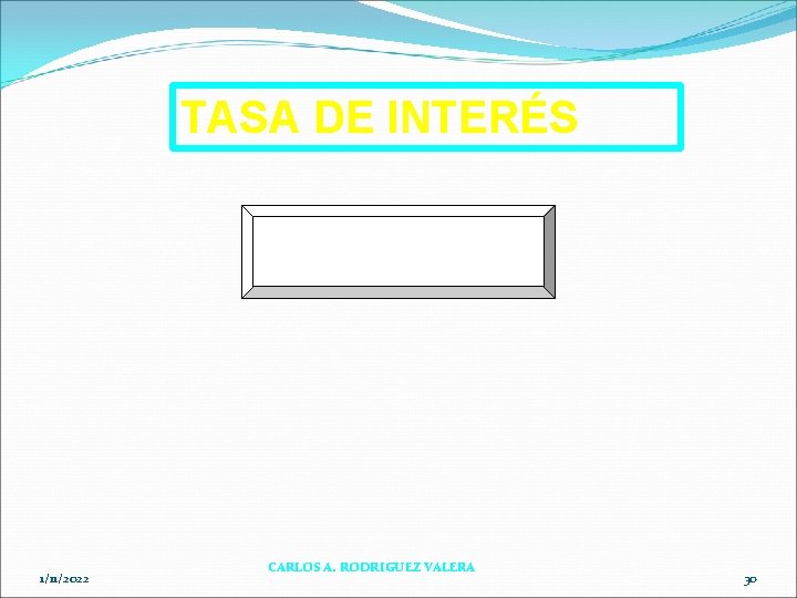 TASA DE INTERÉS i=% 1/11/2022 CARLOS A. RODRIGUEZ VALERA 30 