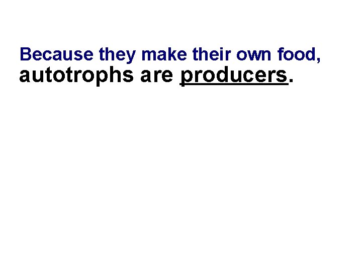 Because they make their own food, autotrophs are producers. Because they make their own food, autotrophs are producers.