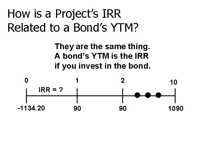 How is a Project’s IRR Related to a Bond’s YTM? They are the same