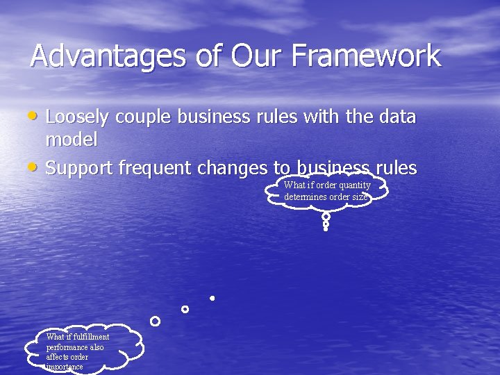 Advantages of Our Framework • Loosely couple business rules with the data • model