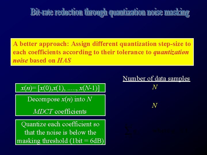 A better approach: Assign different quantization step-size to each coefficients according to their tolerance