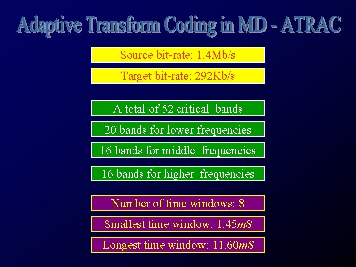 Source bit-rate: 1. 4 Mb/s Target bit-rate: 292 Kb/s A total of 52 critical