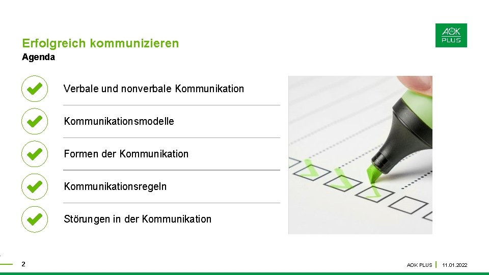 Erfolgreich kommunizieren AOK PLUS Beratung Bildungseinrichtungen Erfolgreich kommunizieren