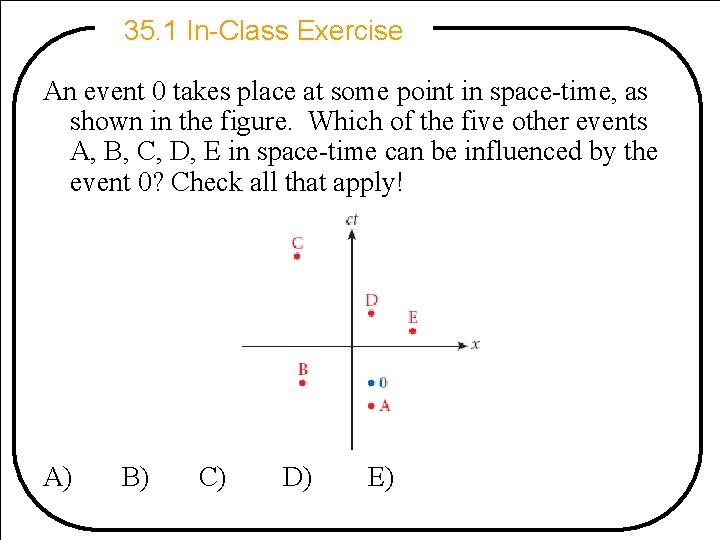 35. 1 In-Class Exercise An event 0 takes place at some point in space-time,