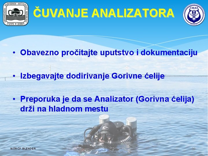 ČUVANJE ANALIZATORA • Obavezno pročitajte uputstvo i dokumentaciju • Izbegavajte dodirivanje Gorivne ćelije •