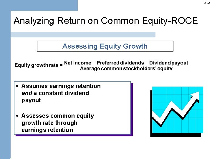 8 -22 Analyzing Return on Common Equity-ROCE Assessing Equity Growth • Assumes earnings retention