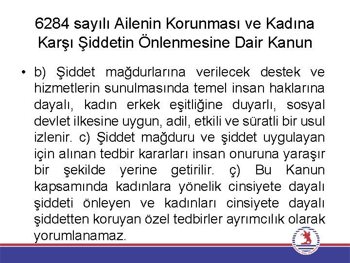 6284 sayılı Ailenin Korunması ve Kadına Karşı Şiddetin Önlenmesine Dair Kanun • b) Şiddet