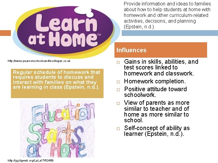 Learning at Home Provide information and ideas to families about how to help students