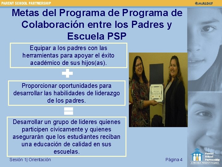 Metas del Programa de Colaboración entre los Padres y Escuela PSP Equipar a los