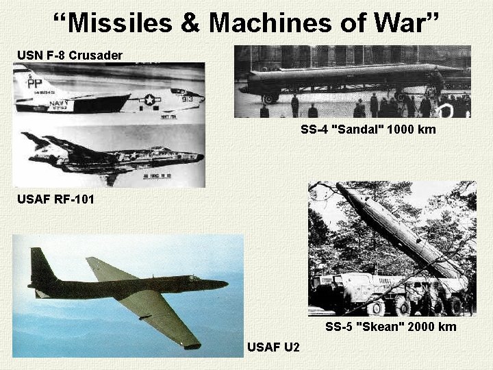 “Missiles & Machines of War” USN F-8 Crusader SS-4 "Sandal" 1000 km USAF RF-101