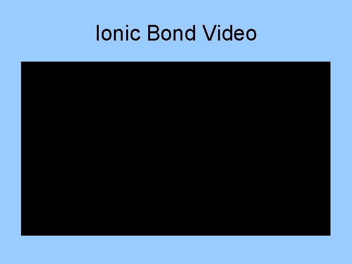 Ionic Bond Video 