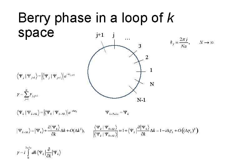 Berry phase in a loop of k j+1 j space … 3 2 1