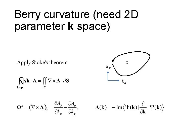 Berry curvature (need 2 D parameter k space) S 