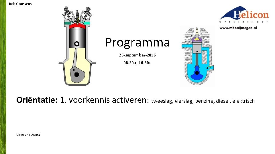 Rob Goossens Programma 26 -september-2016 08. 30 u- 10. 30 u Oriëntatie: 1. voorkennis