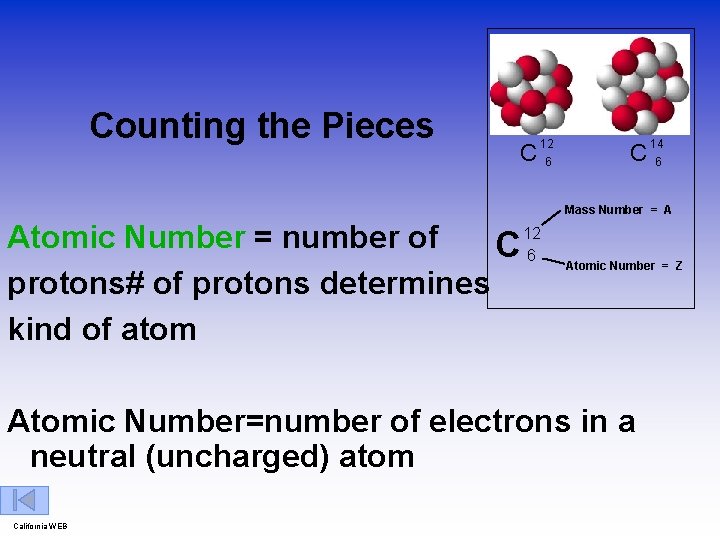 Counting the Pieces C 12 6 C 14 6 Mass Number = A 12