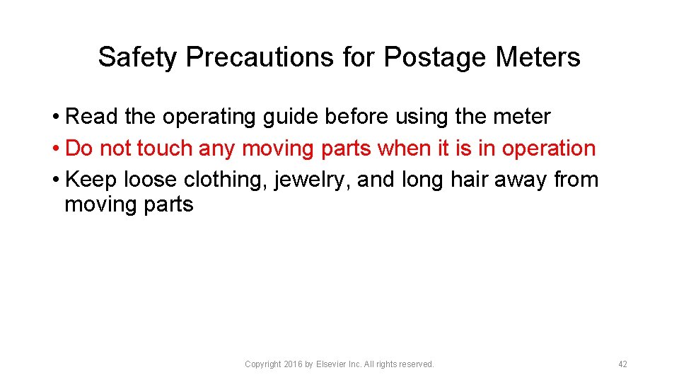 Safety Precautions for Postage Meters • Read the operating guide before using the meter