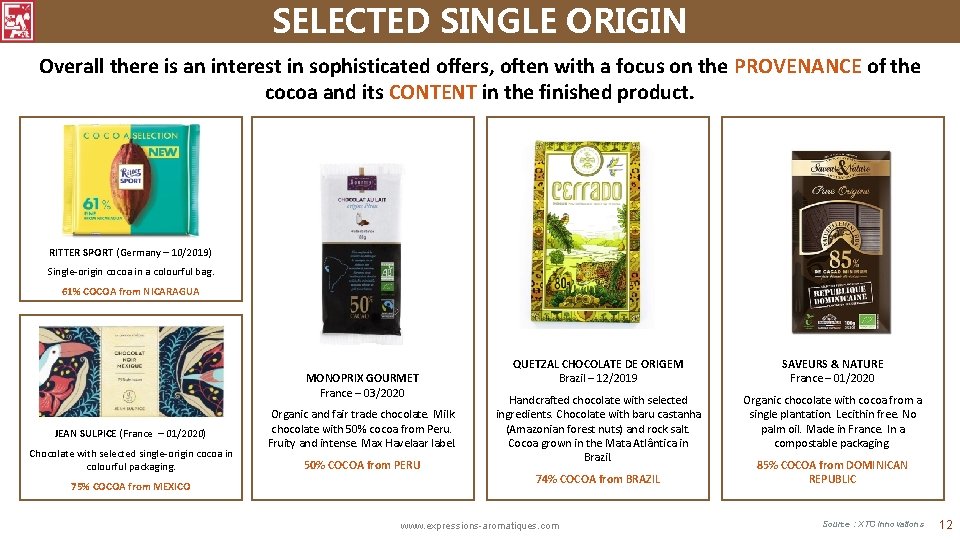 SELECTED SINGLE ORIGIN Overall there is an interest in sophisticated offers, often with a