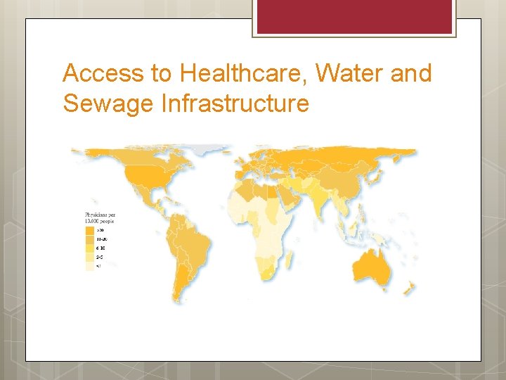 Access to Healthcare, Water and Sewage Infrastructure 